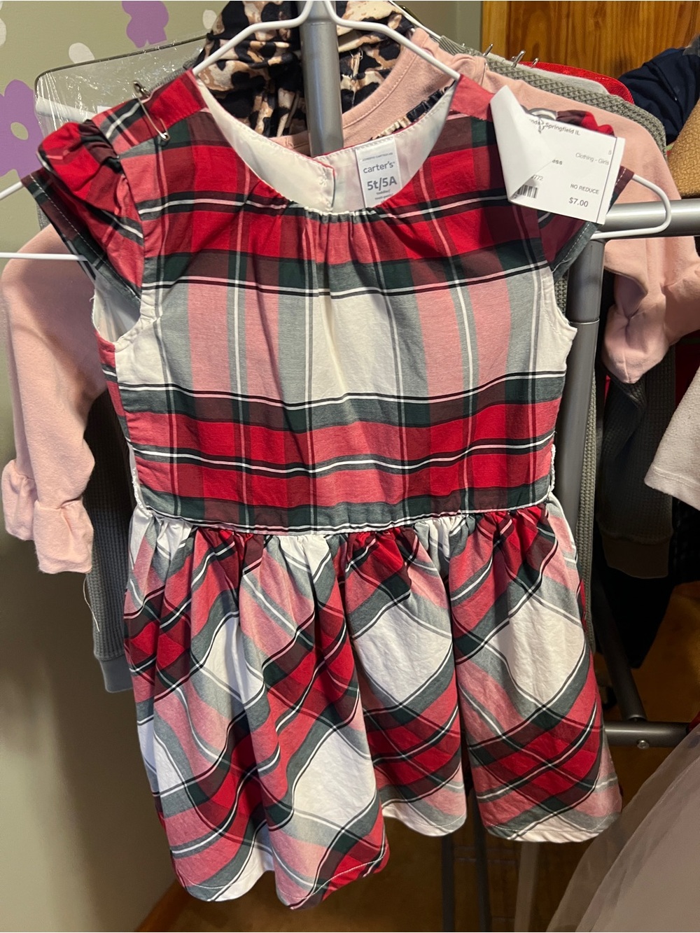 Carter's Red, Pink & White Plaid Cotton Dress